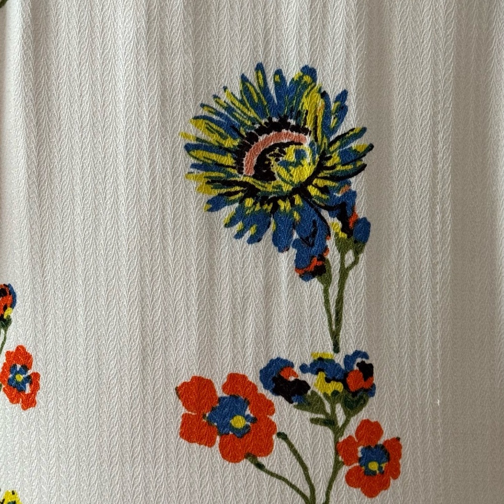 Free People White Floral Button-Front Midi Rayon Dress - Picture 12 of 13